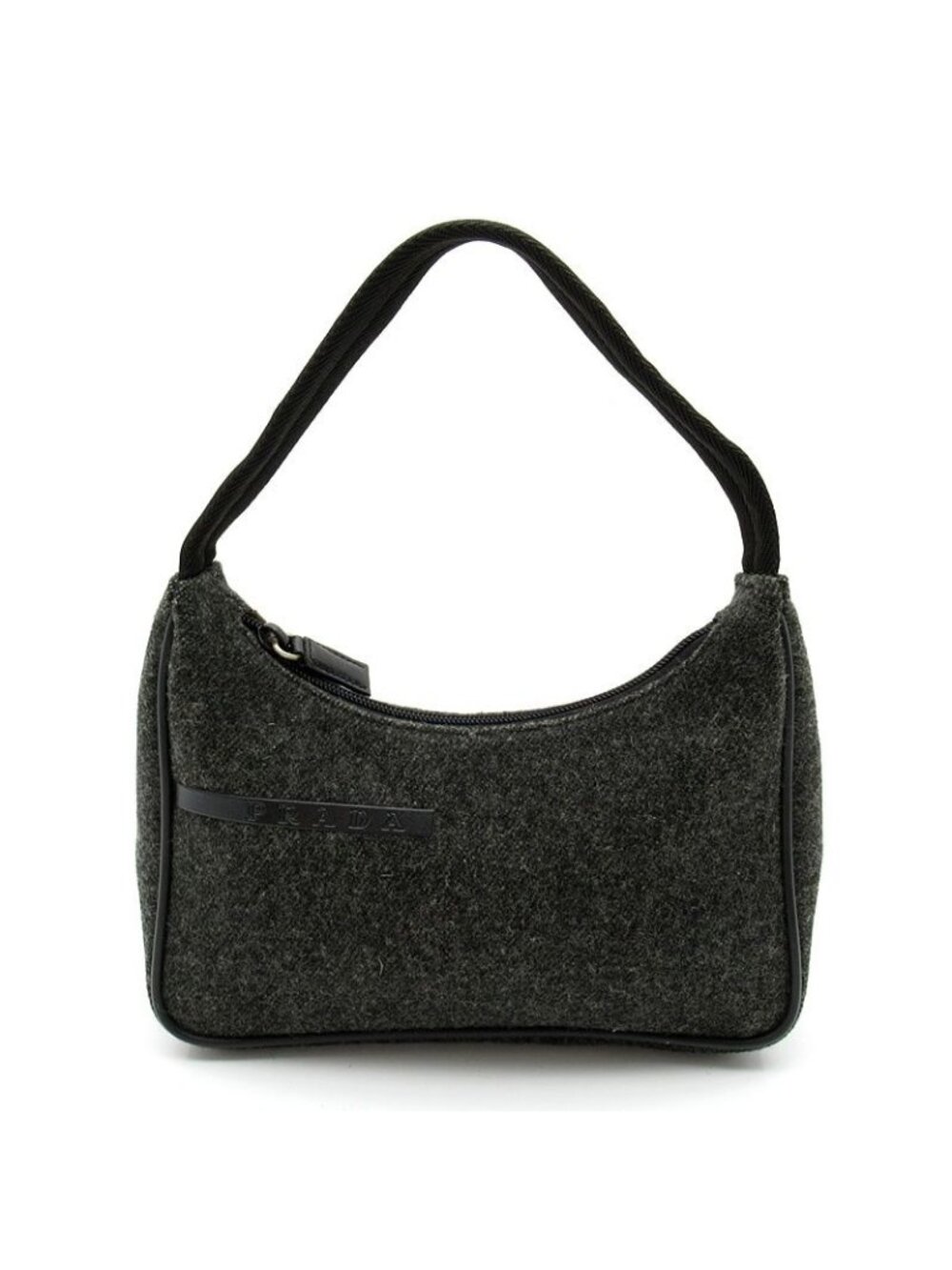 Prada Sports Handbag Wool Leather Gray